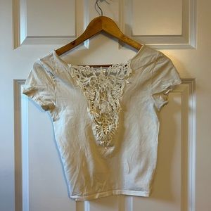 Lace/cotton crop top